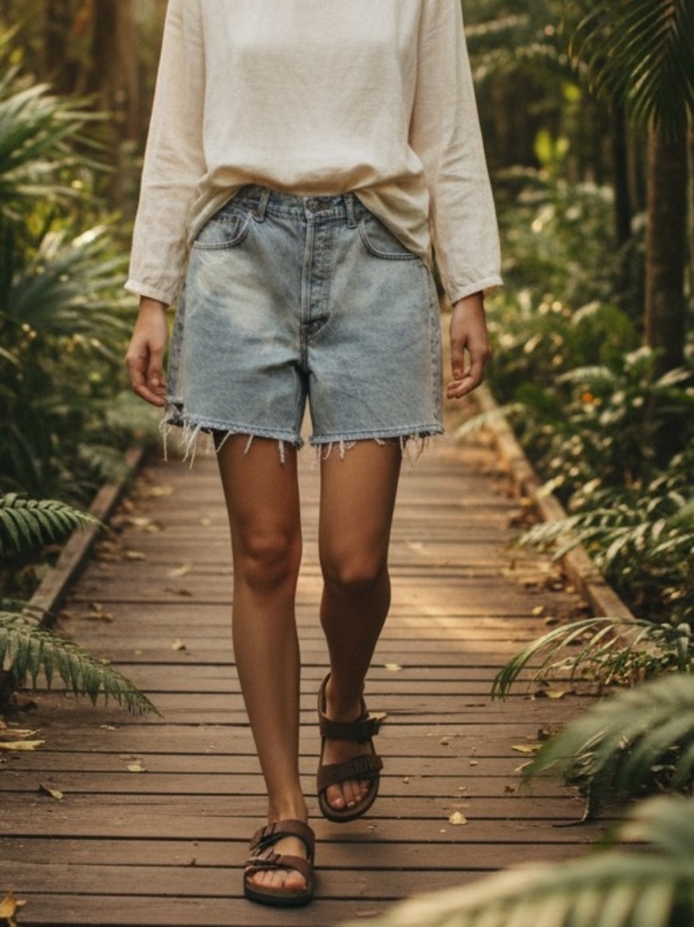 Calvin Klein Vintage Light Wash Button Fly Distressed Denim Shorts 11